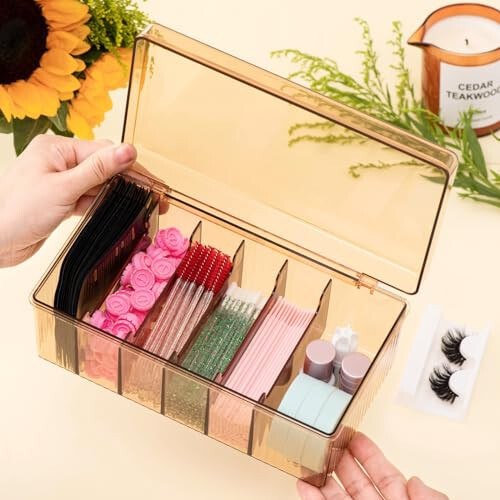 POCMKO Acrylic Eyelash Extension Organizer, Large Capacity Lash Supplies Storage Container Box, Makeup Cart With Lashes Extension Supplies - POCMKO (1)