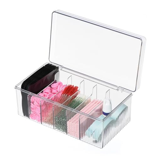 POCMKO Lash Extension Organizers and Storage, Lash Extension Supplies Organizer, Lash Cart Organizer, Acrylic Large Capacity Eyelash Extension Supplies Storage Box, Lashes Supplies Container - POCMKO