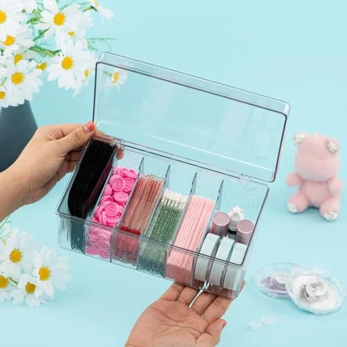 POCMKO Lash Extension Organizers and Storage, Lash Extension Supplies Organizer, Lash Cart Organizer, Acrylic Large Capacity Eyelash Extension Supplies Storage Box, Lashes Supplies Container - POCMKO (1)
