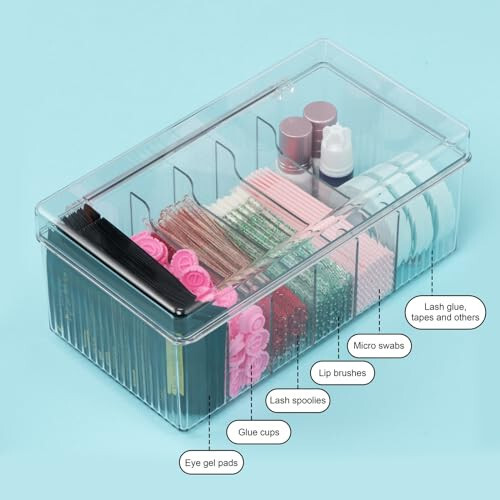 POCMKO Lash Extension Organizers and Storage, Lash Extension Supplies Organizer, Lash Cart Organizer, Acrylic Large Capacity Eyelash Extension Supplies Storage Box, Lashes Supplies Container - 3