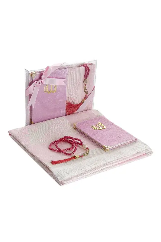 Подарочный набор для молитвы (намазлык), роскошный набор для поклонения — розовый цвет — Розовый - IHVAN ONLINE