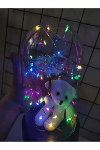 Подарочный набор на День Матери с вечной розой с LED подсветкой и мишкой, подарок любимому на день рождения - 3