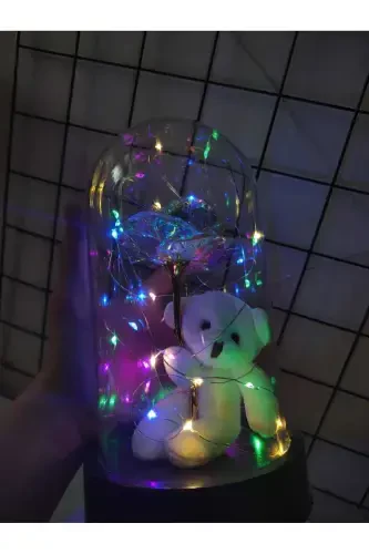 Подарочный набор на День Матери с вечной розой с LED подсветкой и мишкой, подарок любимому на день рождения - 4