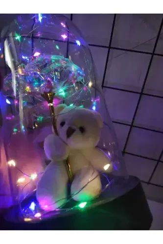 Подарочный набор на День Матери с вечной розой с LED подсветкой и мишкой, подарок любимому на день рождения - 5