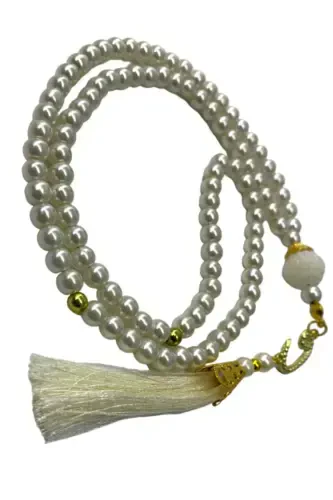 Подарочный набор зикрматик и тасбих с камнями в коробке - белый - MEDIPEK (1)