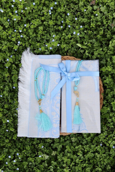 Подарочный хлопковый набор для намаза S1004 Синий-Синий 