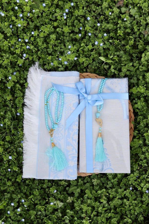 Подарочный хлопковый набор для намаза S1004 Синий-Синий - 1