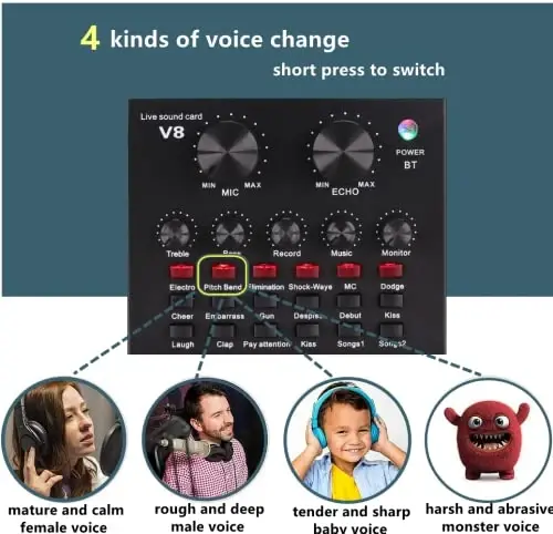 Podcast Equipment Bundle, BM-800 Condenser with Voice Changer, Recording Studio Package - Podcast Microphone Bundle for Laptop, Streaming/Live Broadcast/YouTube Recording (AM200-V8) - 4