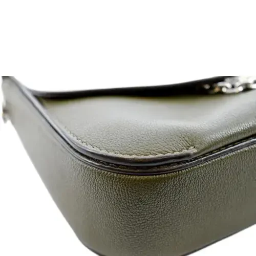 Подержанный LOUIS VUITTON Очень телячья кожа Седло Плечо Сумка Khaki Green - 7