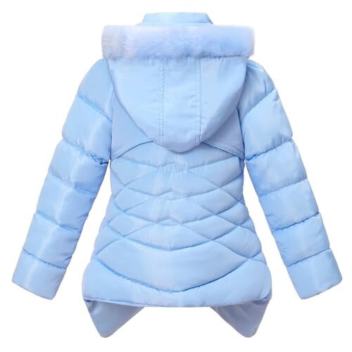 Podgina Kids Winter Girls Coats Fur Collar Hooded Puffer Jacket Clothes Parka Outerwear - 2