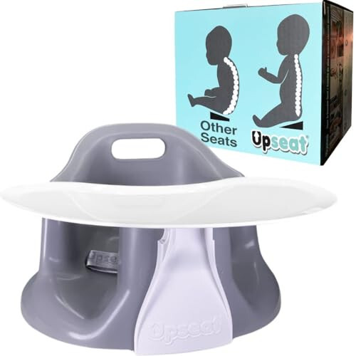 Подъемный стул для кормления Upseat Baby для сидения на полу с отстегивающимся подносом для еды и игр, разработанный физиотерапевтами для безопасного и здорового развития бедер и осанки - 31