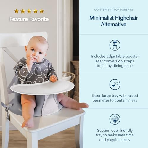 Подъемный стул для кормления Upseat Baby для сидения на полу с отстегивающимся подносом для еды и игр, разработанный физиотерапевтами для безопасного и здорового развития бедер и осанки - 33