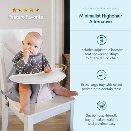 Подъемный стул для кормления Upseat Baby для сидения на полу с отстегивающимся подносом для еды и игр, разработанный физиотерапевтами для безопасного и здорового развития бедер и осанки - 33