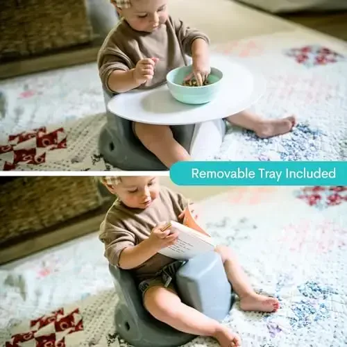 Подъемный стул для кормления Upseat Baby для сидения на полу с отстегивающимся подносом для еды и игр, разработанный физиотерапевтами для безопасного и здорового развития бедер и осанки - 4