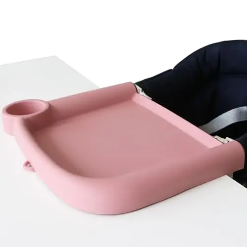 Baby Dining Tray Compatible with Inglesina Fast Table Chair Silicone Baby Dining Tray for Clip-On Fast Table Chair Dishwasher Safe BPA Free Silicone Removable Dining Tray Accessory -Deep Pink 