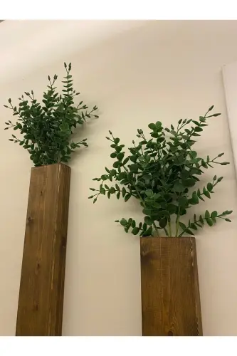Подставка для цветов из дерева с 2 светодиодными лампочками на батарейках, декоративное освещение, искусственные цветы, балконный декор, гостиница, рустикальный стиль, 40 см - 5