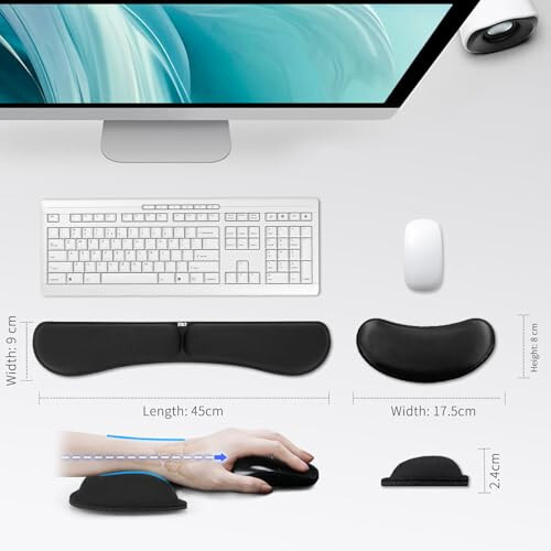 Подставки для запястий Zibly Ergonomic Gel для клавиатуры и мыши для компьютера, шелковистая пена с эффектом памяти для печати, подставки для клавиатуры и мыши для ноутбука, поддержка руки и предплечья, 2-х элементный набор для офиса и путешествий - 2