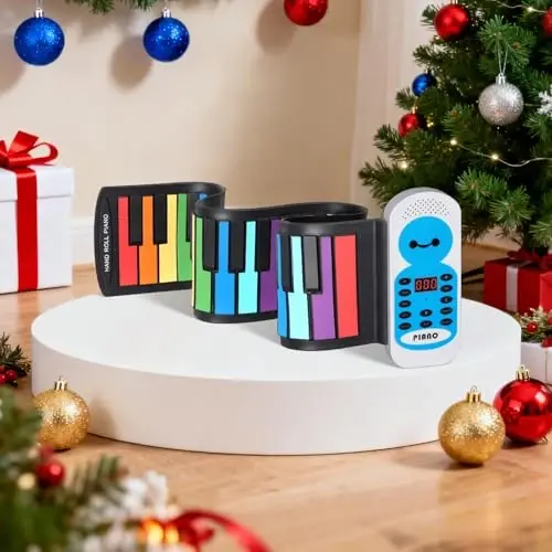 POGOLAB 49 Keys Roll Up Keyboard Piano, Portable Digital Electric Foldable Piano with LED Display, Rechargeable, 14 Demos, 128 Tons, 128 RhytModazones, for Beginners Gift - POGOLAB (1)