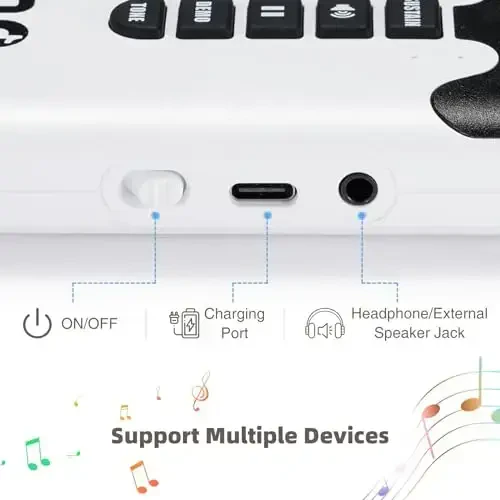 POGOLAB 49 Key Roll Up Keyboard Piano, Portable Digital Electric Foldable Piano Keyboard, Rechargeable, 8 Tones, 6 Educational Demo Songs, for Beginners Gift (Rainbow) - 6