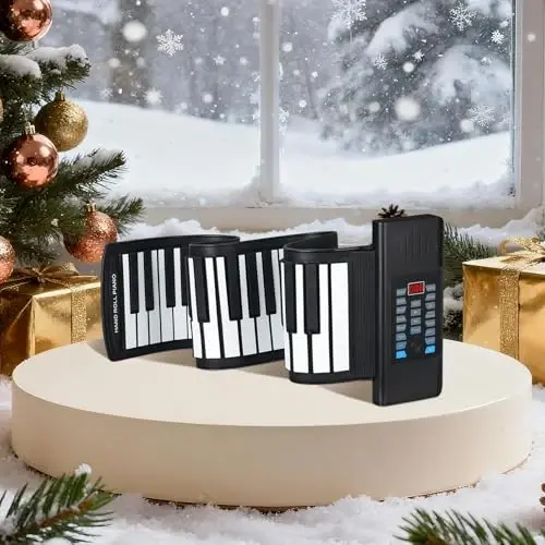 POGOLAB 61 Keys Roll Up Keyboard Piano, Portable Electric Foldable Piano with LED Display, Rechargeable & USB-MIDI Output, Built-in 15 Demos, 128 Tons, 128 RhytModazones, Music Gift for Beginners - 2