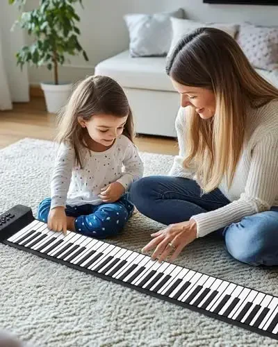 POGOLAB 88 Keys Roll Up Keyboard Piano, Portable Electric Foldable Piano with Sustain Pedal, 14 Songs, 128 Tones, 128 RhytModazones, Rechargeable & Dual BT Function, Music Gift for Beginners - POGOLAB (1)