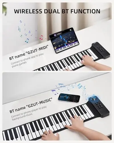 POGOLAB 88 Keys Roll Up Keyboard Piano, Portable Electric Foldable Piano with Sustain Pedal, 14 Songs, 128 Tones, 128 RhytModazones, Rechargeable & Dual BT Function, Music Gift for Beginners - 3
