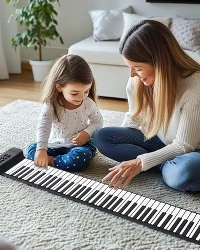POGOLAB 88 tugmali oʻraladigan klaviatura pianino, portativ elektr yigʻma pianino, sustain pedali, 14 ta qoʻshiq, 128 ta ton, 128 ta ritm, qayta zaryadlanuvchi & qoʻshaloq BT funksiyasi, yangi boshlanuvchilar uchun musiqa sovgʻasi - 2