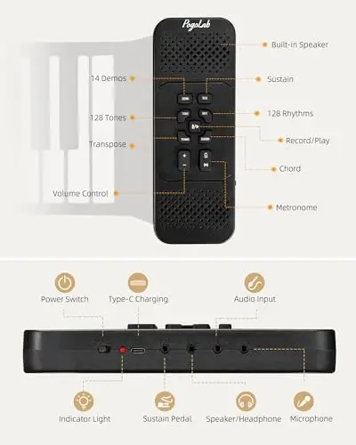 POGOLAB 88 tugmali oʻraladigan klaviatura pianino, portativ elektr yigʻma pianino, sustain pedali, 14 ta qoʻshiq, 128 ta ton, 128 ta ritm, qayta zaryadlanuvchi & qoʻshaloq BT funksiyasi, yangi boshlanuvchilar uchun musiqa sovgʻasi - 6