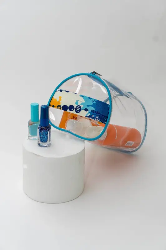 Point Desen El Tutmalı Katta Hajmli Qora Shaffof Ta'til, Plaj, Kosmetika, Makiyaj Va Parvarish Sumkasi-Ko'p Rangli - 4