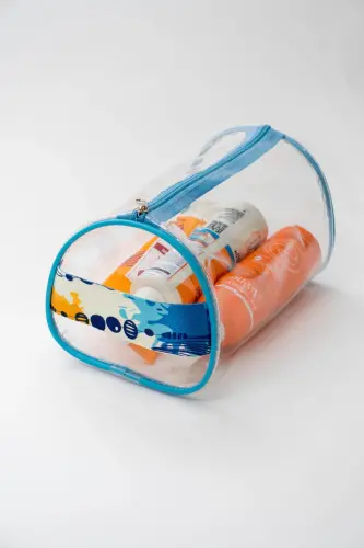 Point Desen El Tutmalı Katta Hajmli Qora Shaffof Ta'til, Plaj, Kosmetika, Makiyaj Va Parvarish Sumkasi-Ko'p Rangli - 5