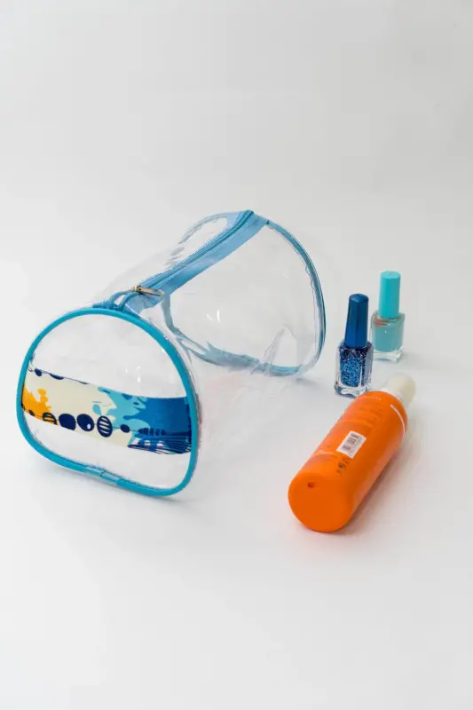 Point Pattern Handheld Oversized Black Transparent Vacation, Beach, Cosmetic, Makeup and Care Bag-Multicolor - ROF BAG