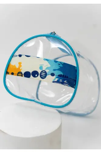 Point Pattern Handheld Oversized Black Transparent Vacation, Beach, Cosmetic, Makeup and Care Bag-Multicolor - 3