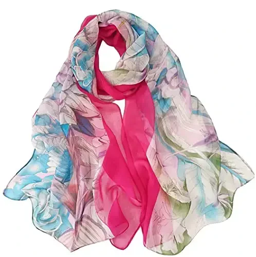 Pokeedioty Ayollar uchun Sharflar Yengil Moda Sharflar Elegant Gul naqshli Shaffof Sharflar - 1