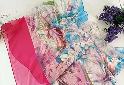 Pokeedioty Ayollar uchun Sharflar Yengil Moda Sharflar Elegant Gul naqshli Shaffof Sharflar - POKEEDIOTY (1)
