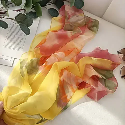 Pokeedioty Ayollar uchun Sharflar Yengil Moda Sharflari Elegant Gul Naqshli Shaffof Sharflar - 3