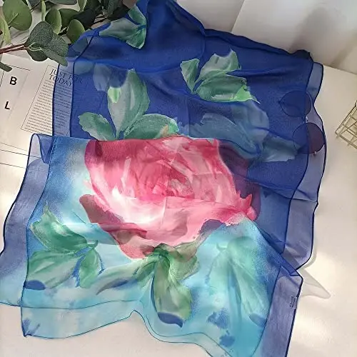 Pokeedioty Scarfs for Women Lightweight Fashion Sharflar Elegant Floral Pattern Sheer Sharflar - 7