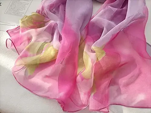 Pokeedioty Scarfs for Women Lightweight Fashion Scarves Elegant Floral Pattern Sheer Scarfs - 4