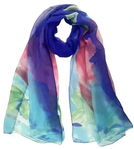 Pokeedioty Scarfs for Women Lightweight Fashion Scarves Elegant Floral Pattern Sheer Scarfs - 6