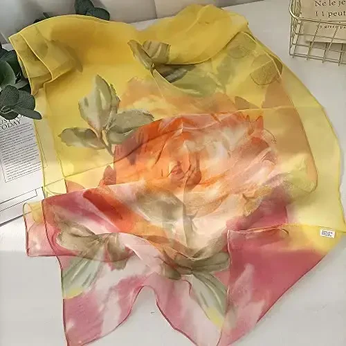 Pokeedioty Scarfs for Women Lightweight Fashion Scarves Elegant Floral Pattern Sheer Scarfs - POKEEDIOTY (1)