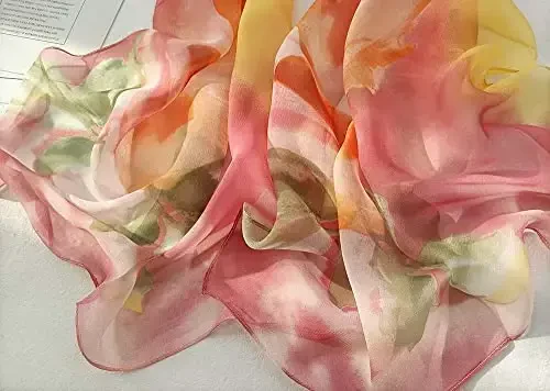 Pokeedioty Scarfs for Women Lightweight Fashion Scarves Elegant Floral Pattern Sheer Scarfs - 4