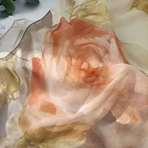 Pokeedioty Scarfs for Women Lightweight Fashion Scarves Elegant Floral Pattern Sheer Scarfs - 3