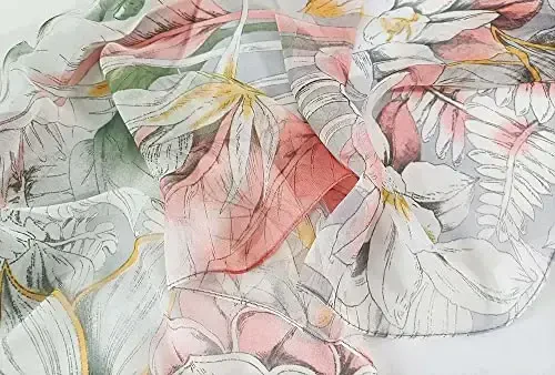Pokeedioty Scarfs for Women Lightweight Fashion Scarves Elegant Floral Pattern Sheer Scarfs - 3