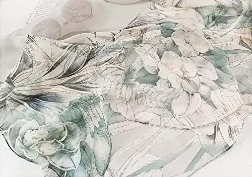 Pokeedioty Scarfs for Women Lightweight Fashion Scarves Elegant Floral Pattern Sheer Scarfs - POKEEDIOTY (1)