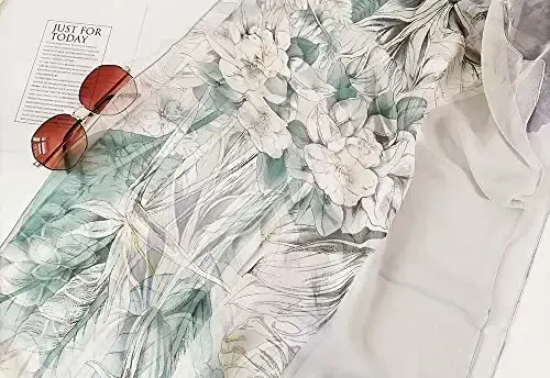 Pokeedioty Scarfs for Women Lightweight Fashion Scarves Elegant Floral Pattern Sheer Scarfs - 3