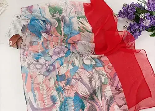 Pokeedioty Scarfs for Women Lightweight Fashion Scarves Elegant Floral Pattern Sheer Scarfs - POKEEDIOTY (1)
