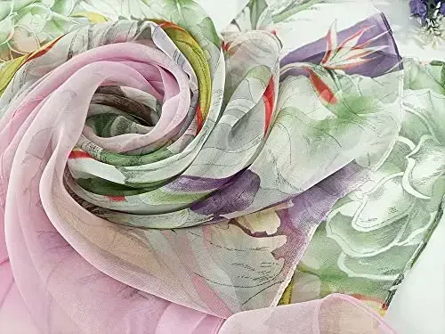 Pokeedioty Scarfs for Women Lightweight Fashion Scarves Elegant Floral Pattern Sheer Scarfs - 2