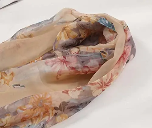 Pokeedioty Scarfs for Women Lightweight Fashion Scarves Elegant Floral Pattern Sheer Scarfs - 3