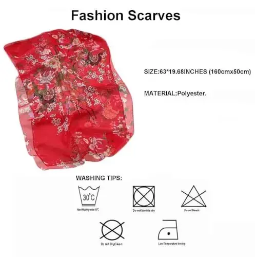 Pokeedioty Scarfs for Women Lightweight Fashion Scarves Elegant Floral Pattern Sheer Scarfs - 3