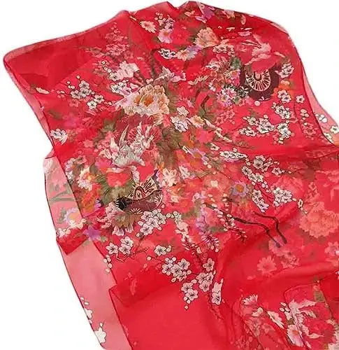 Pokeedioty Scarfs for Women Lightweight Fashion Scarves Elegant Floral Pattern Sheer Scarfs - Pokeedioty (1)