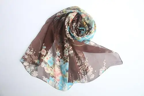 Pokeedioty Scarfs for Women Lightweight Fashion Scarves Elegant Floral Pattern Sheer Scarfs - 3